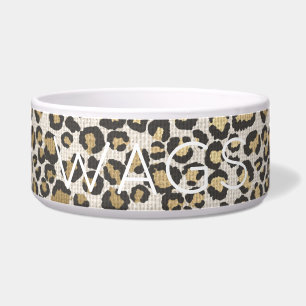 Tigela Leopardo Animal Imprimir Pet Name Home Decor