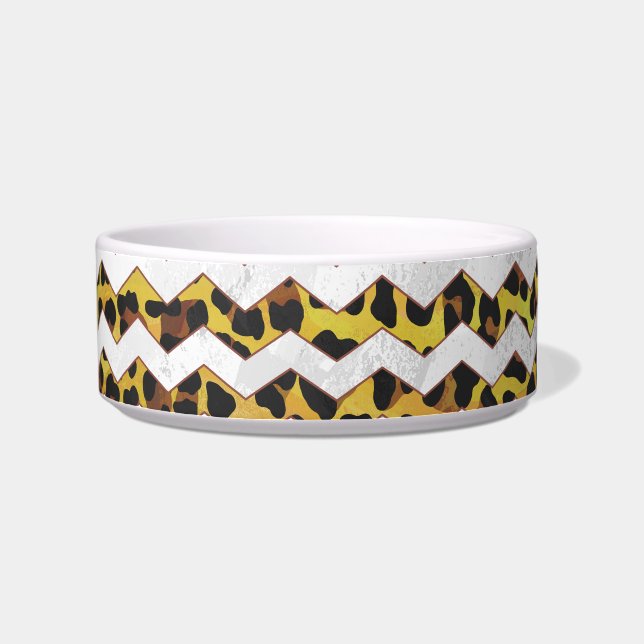 Tigela Leopardo Castanho e Impressão do Cevron Amarelo (Direita)