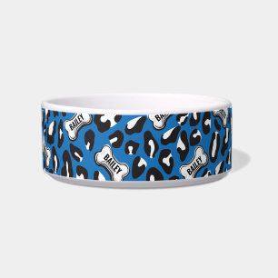 Tigela Leopardo-do-cão Impressão Personalizada Pet Nome A