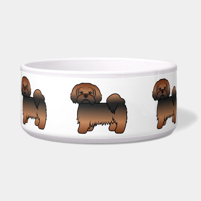 Tigela Lhasa Apso Sable Vermelho Cachorro de Desenho Anim (Frente)