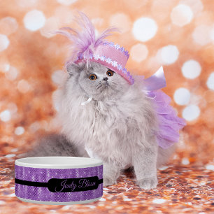 Tigela Lilás Personalizado Glam Falso Brilho Pet