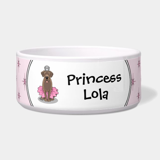 Tigela Lindo Labrador Retriever Chocolate Princesa de Bal (Frente)