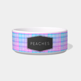 Tigela Lindo Pet Personalizado Xadrez Rosa Azul