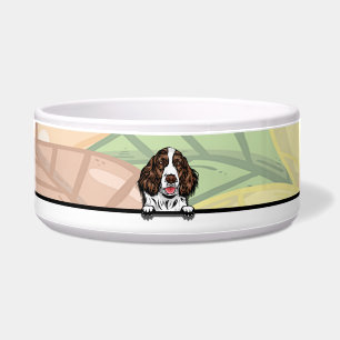 Tigela Lindo Spaniel Inglês Espiando, comida ou bebida