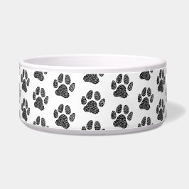 Tigela Linocagem de impressão de tela de cachorro preto e