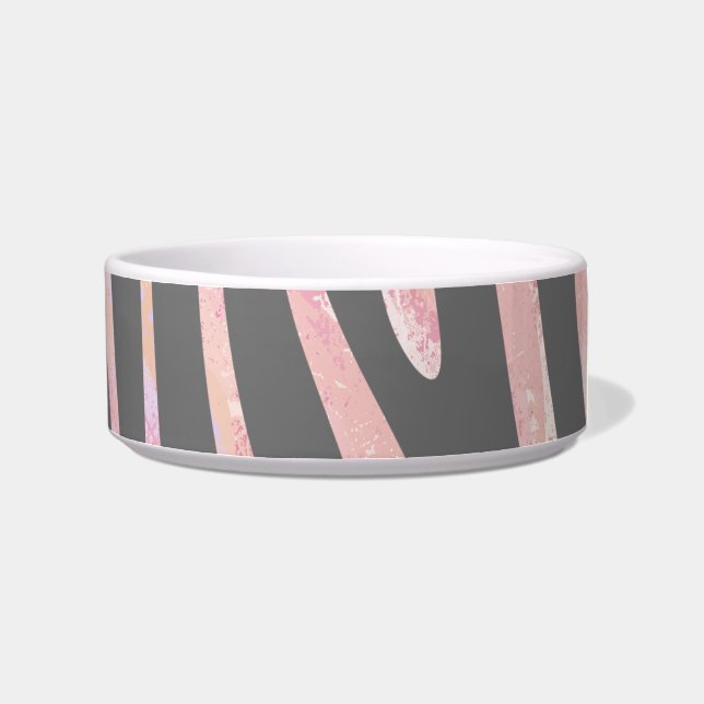 Tigela Listra de Zebra Cinza Claro e Impressão Rosa (Direita)