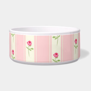 Tigela Listras e bacia cor-de-rosa do alimento para cães
