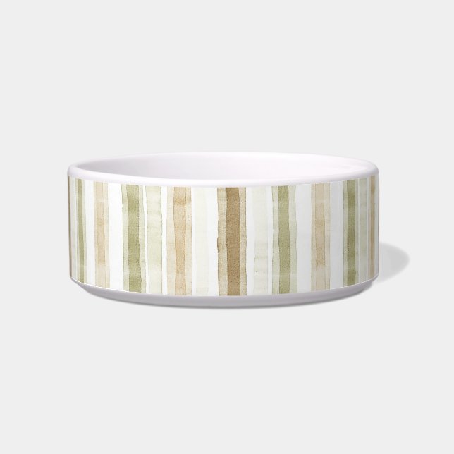 Tigela Listras Marrons Verde Creme  (Frente)