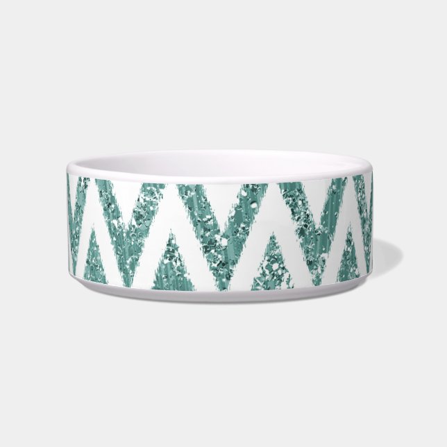 Tigela Listras Zig Zag Chevron Verde Branco Glamurosas   (Frente)