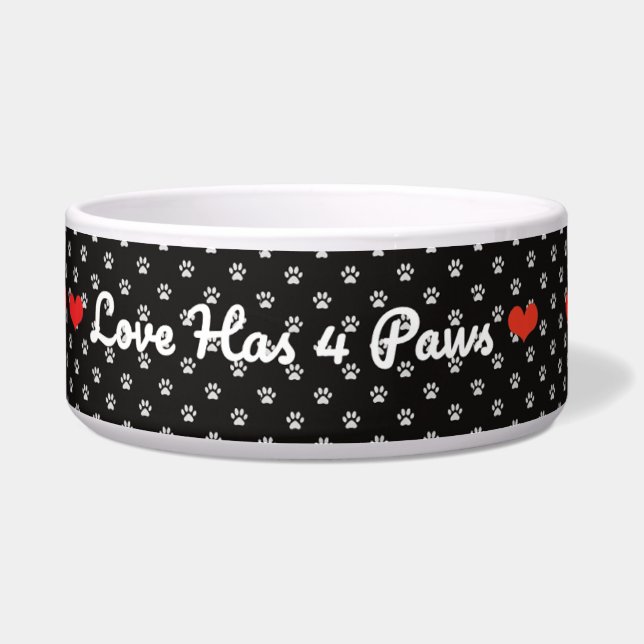 Tigela Love Has Four Paws – Heartwarming Pet Quote Design (Frente)