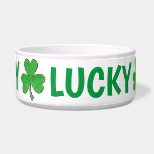 Tigela Lucky Dog Personalizou o Shamrock Irlandês Verde