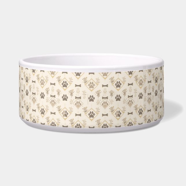 Tigela Luxury Ivory & Faux Gold Geometric Dog (Frente)