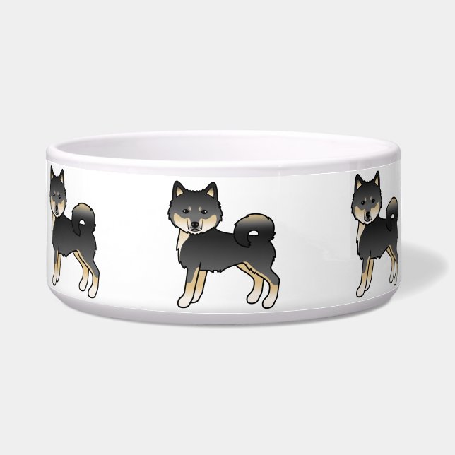 Tigela Malamute do Alasca Preto e Bege Cachorros de Desen (Frente)