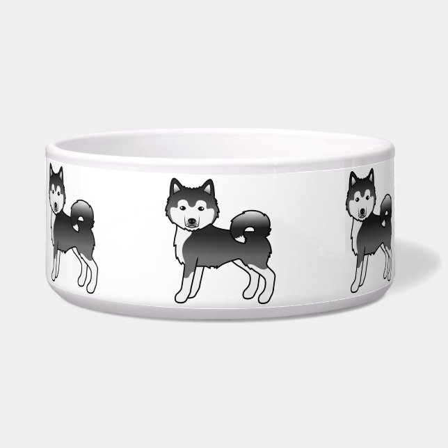 Tigela Malamute do Alasca Preto e Branco Cachorro de Dese (Frente)