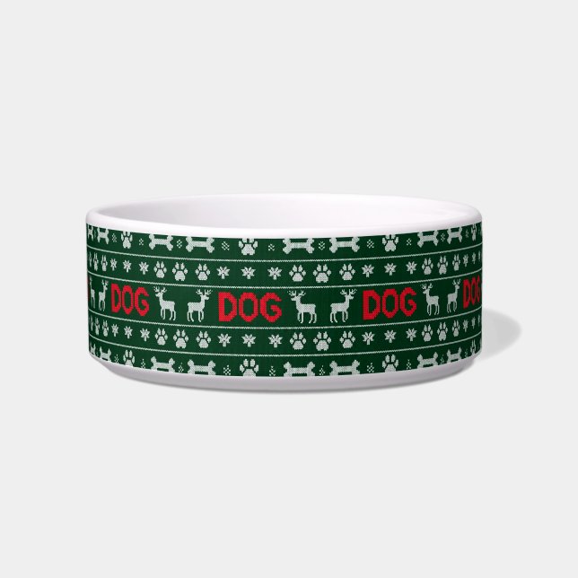Tigela Malha de Suéter de Natal — Cachorro (Frente)