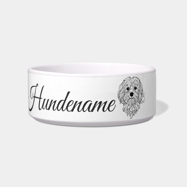 Tigela Maltese Minimalist Line Art personalized bowl (Frente)