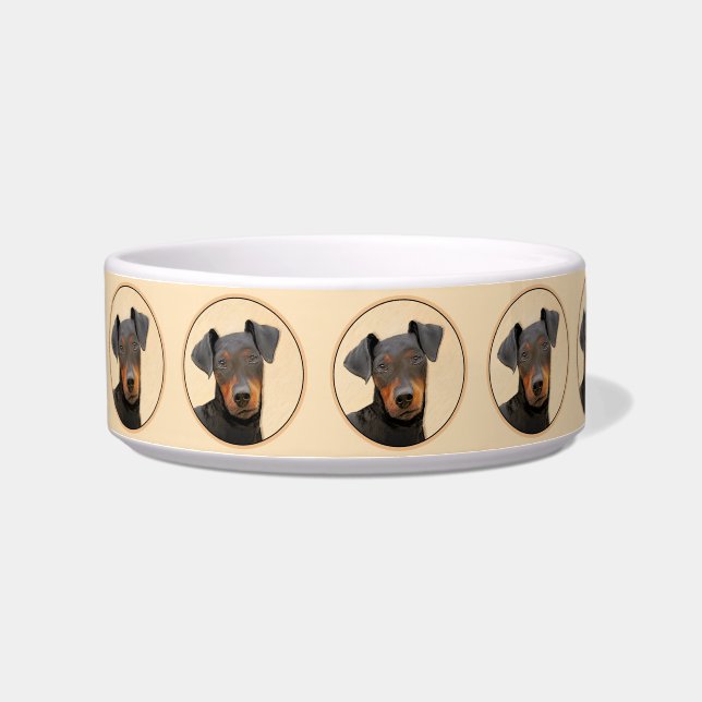 Tigela Manchester Terrier Pintura Original (Esquerda)