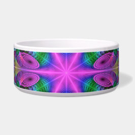 Tigela Mandala Colorida Arte Espiritual Fractal Com Rosa