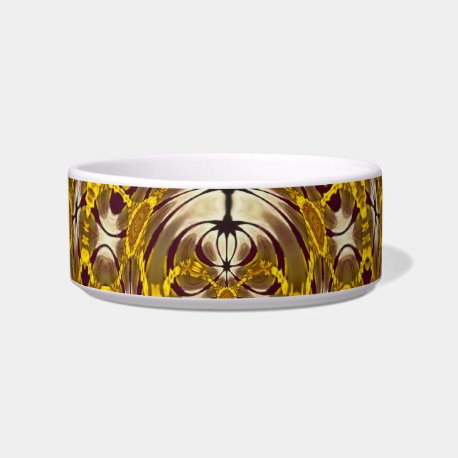 Tigela Mandala Floral Boho Dourada Padrão (Frente)