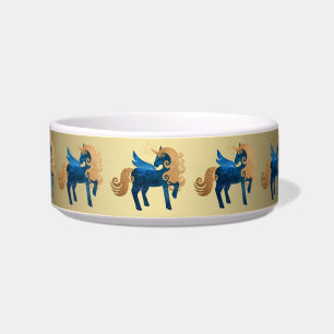 Tigela Marinho Dourado da Unicorn Pet Feeding Bowl