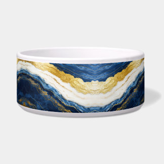 Tigela Marinho Luxurioso Azul e Dourado Mármaco Folha