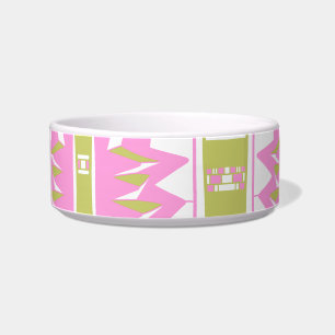 Tigela Mazipoodles Afrofuturista Padrão Rosa Verde-Branco