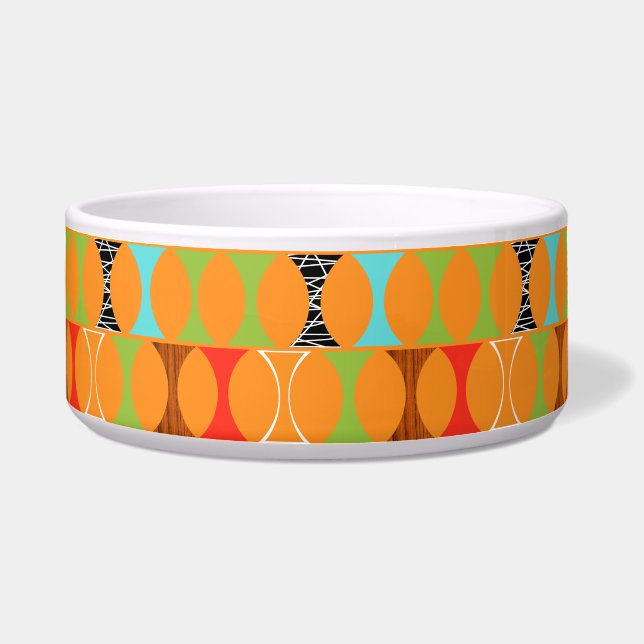 Tigela Meio século Modern Orange Pattern Pet Bowl (Frente)