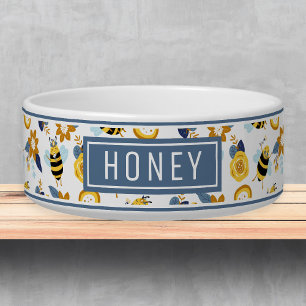 Tigela Mel Bonito Nome Padrão de Abelha Modelo Pet Bowl