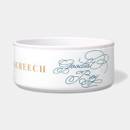 Tigela Menino Engraçado Clássico Elegante Cão Azul Branco