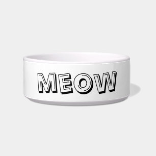 Tigela Miau preto branco personalizado tipografia moderna