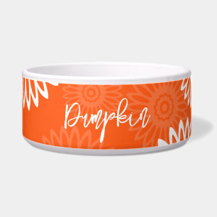 Tigela Mínimo tangerina laranja marrom daisy floral Pet N