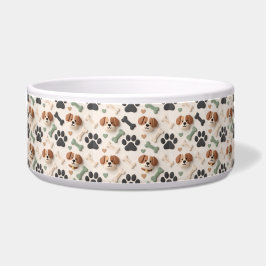 Tigela Modern Farmhouse Sage Green Paw Print Ceramic Dog