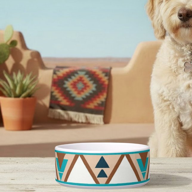 Tigela Modern Geometric Southwest Style Ceramic Pet Bowl (Criador carregado)