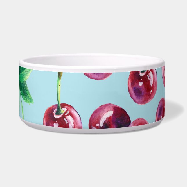 Tigela Modern Watercolor Cherries: Juicy Berry Patterno (Frente)
