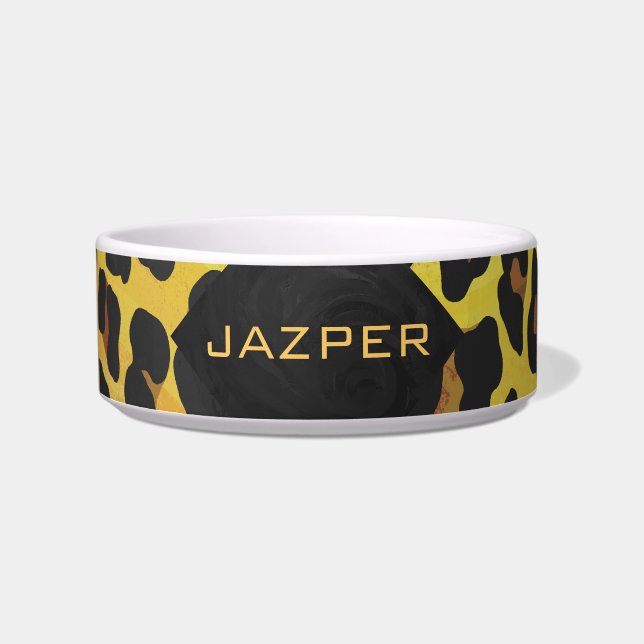 Tigela Monograma com Leopardino Marrom e Amarelo (Frente)