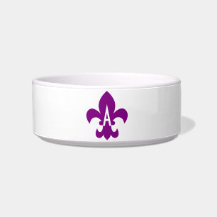 Tigela Monograma roxo e branco da flor de lis