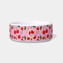 Monogramas Cherries Dog Bowl