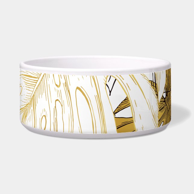 Tigela Monstera Leaves: Ouro Branco (Frente)