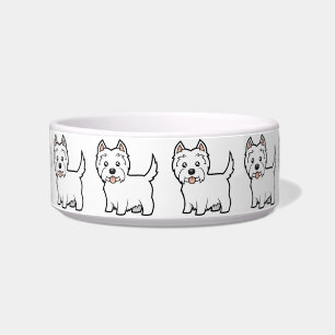Tigela Montanhas ocidentais Terrier branco dos desenhos
