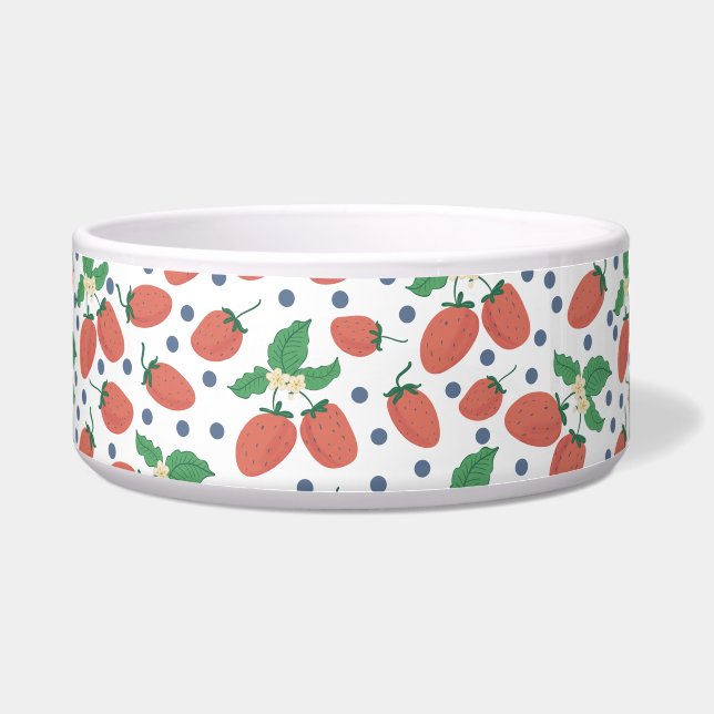 Tigela Morangos Cerâmica Pet Bowl (Frente)