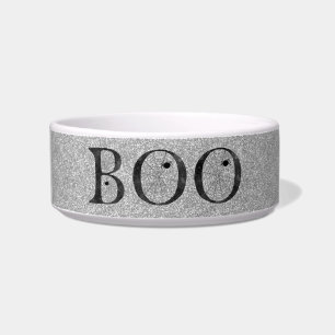 Tigela Na moda Faux Silver Glitter Boo Cat Feeds