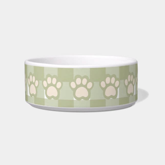 Tigela Na moda Green Gingham pet bowl (Frente)