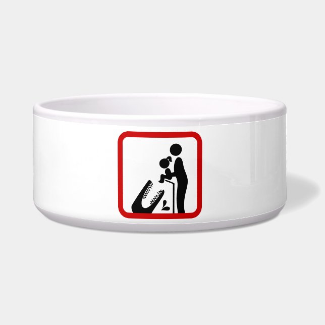 Tigela Não alimente a filha ao sinal de zoológico de croc (Frente)