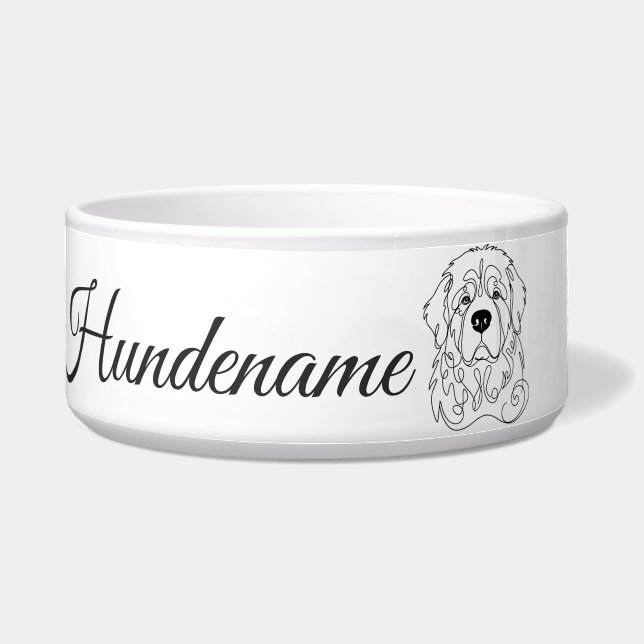 Tigela Newfoundland Minimalist Line Art personalized bowl (Frente)