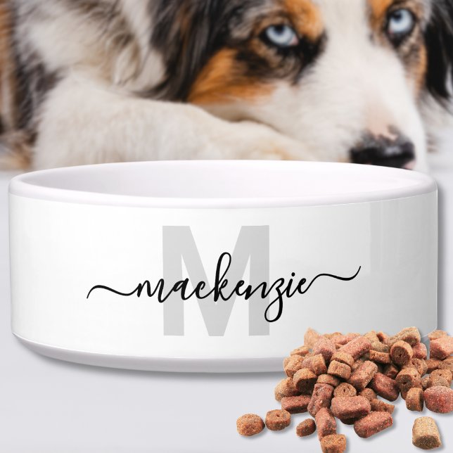 Tigela Nome Branco Preto Pet (Black White Name Pet Bowl)