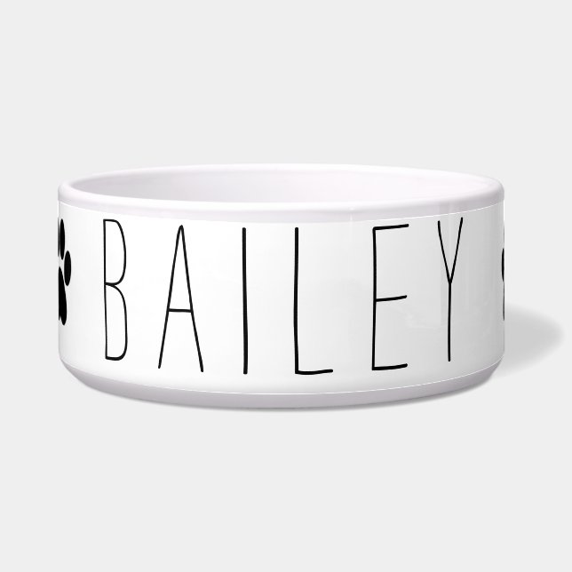 Tigela Nome com impressão da pata (Frente)