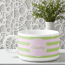 Nome Da Família Monograma Pastel Pink Green Strike