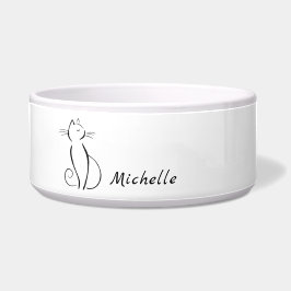 Tigela Nome de Adição Mínimo de Gato Preto em Branco