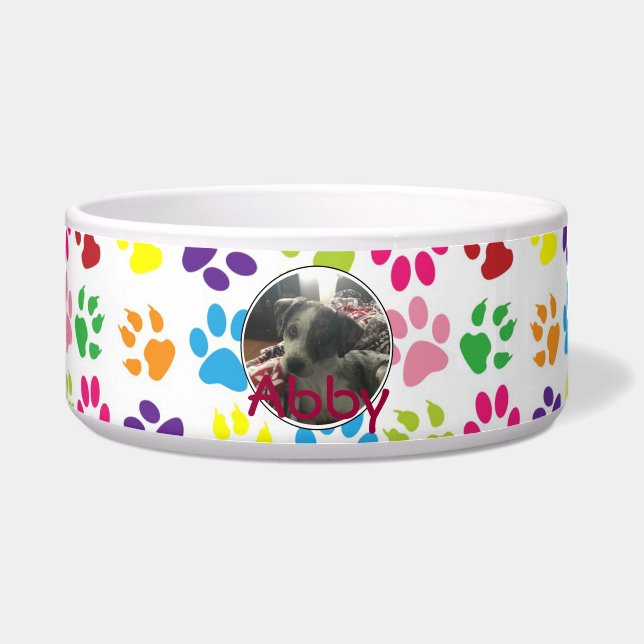 Tigela Nome de animal de estimação personalizado e padrão (Frente)