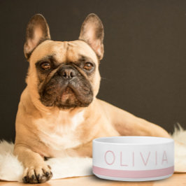 Tigela Nome de Cão Personalizado Colorido Mínimo Cor-de-R